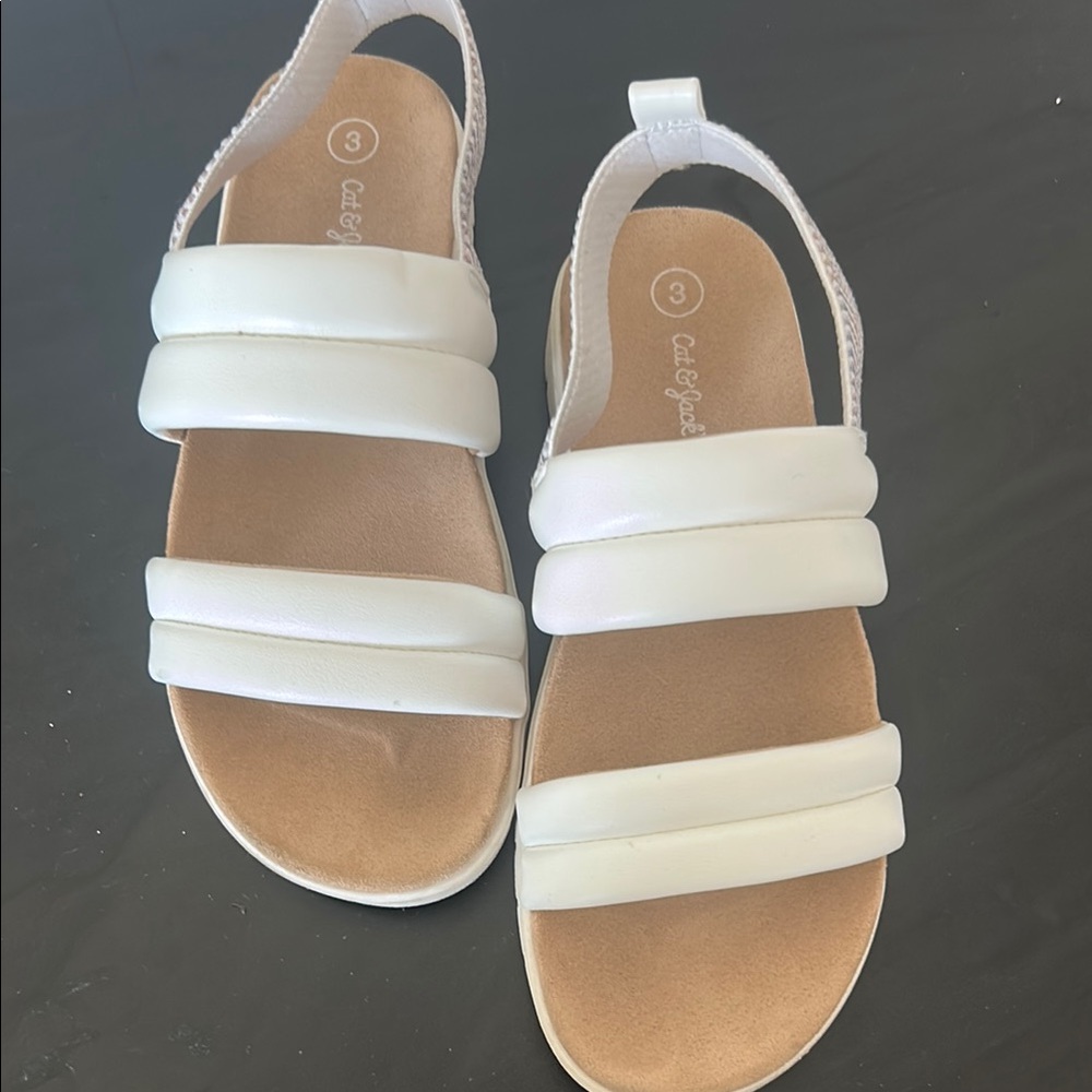 Cat & Jack White and Tan Sandals Minimalist Slip-On